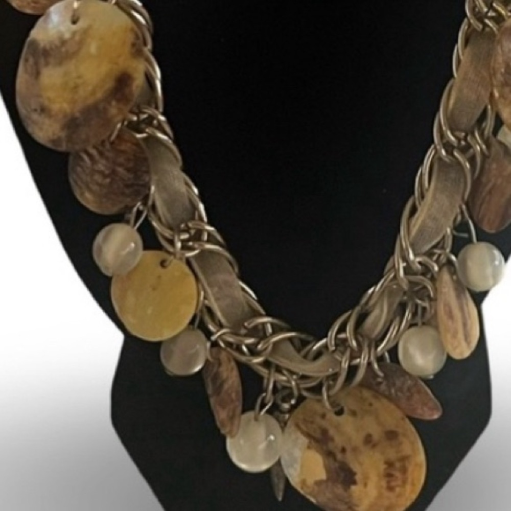 Bohemian Gold and Brown Necklace with Natural Elements